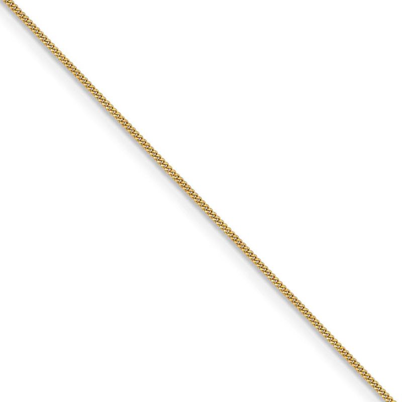 0.9mm, 14k Yellow Gold, Solid Curb Chain Necklace, 24 Inch